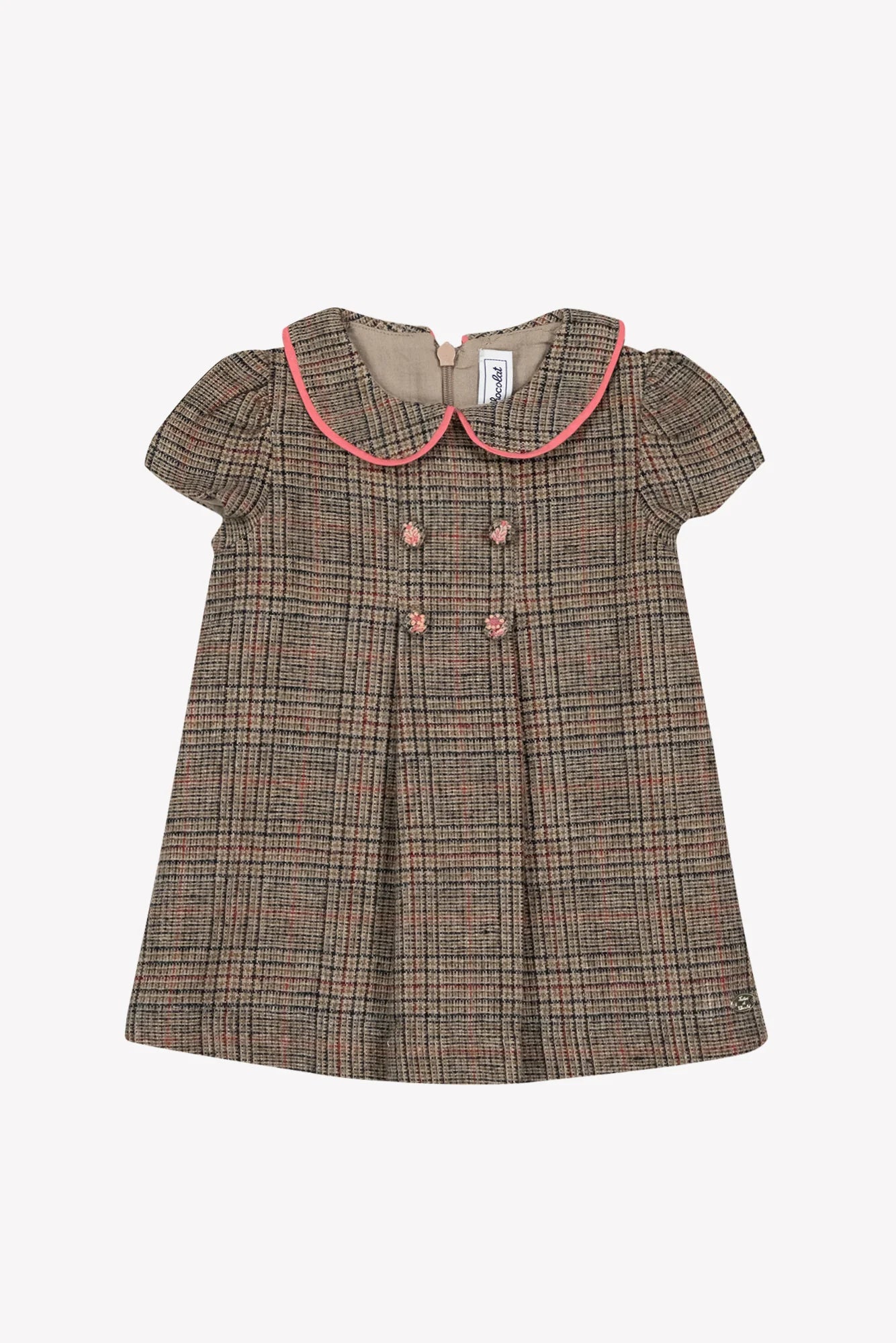 Tartine Button Detail Wool Check Dress