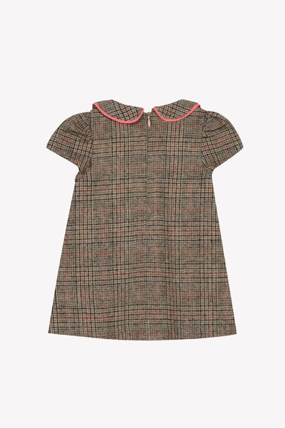 Tartine Button Detail Wool Check Dress