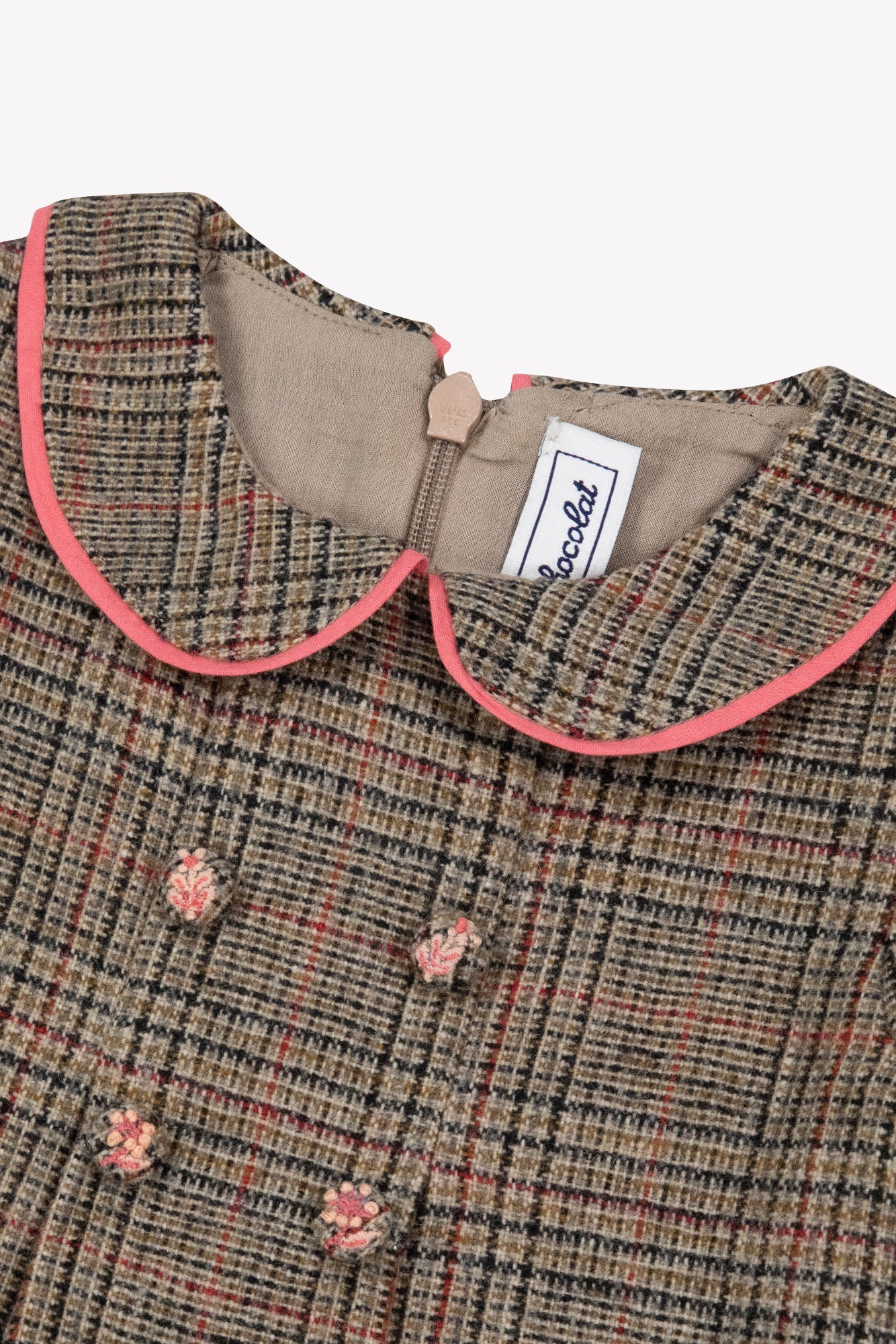 Tartine Button Detail Wool Check Dress