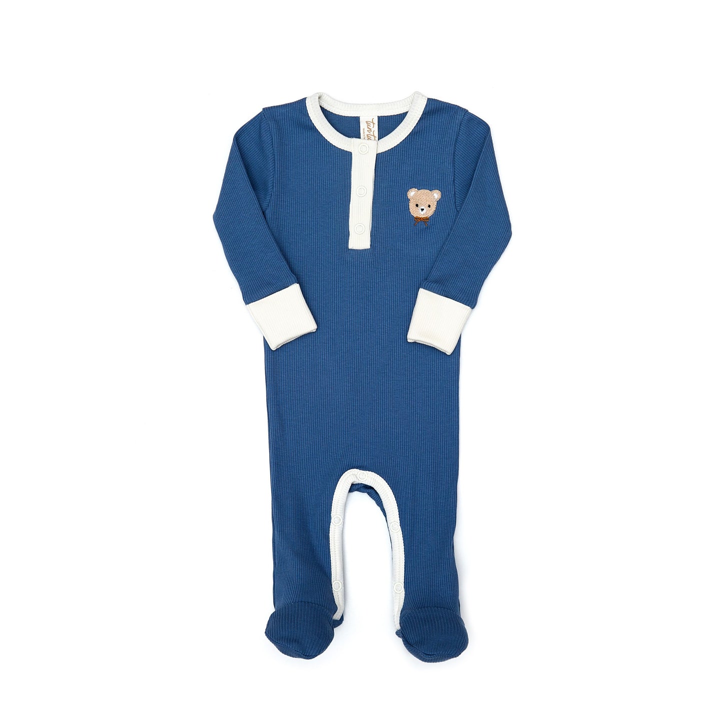 Tun Tun Baby Ribbed Bear Embroidery Footie