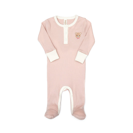 Tun Tun Baby Ribbed Bear Embroidery Footie