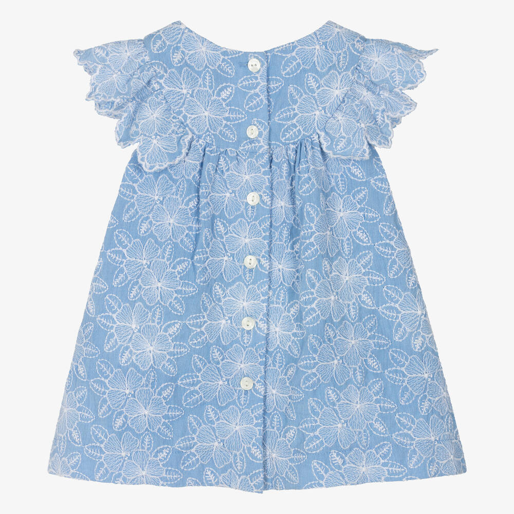 Tartine Embroidered Flowers Chambray Dress
