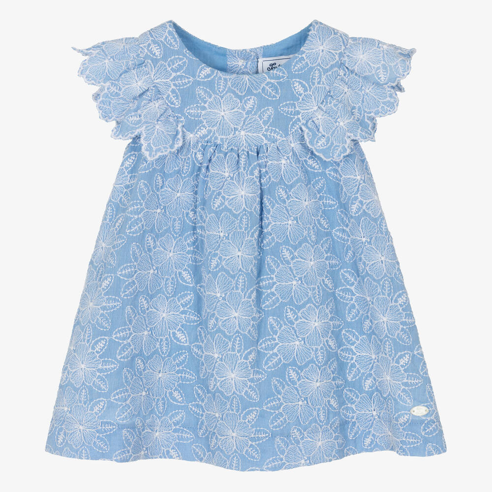 Tartine Embroidered Flowers Chambray Dress