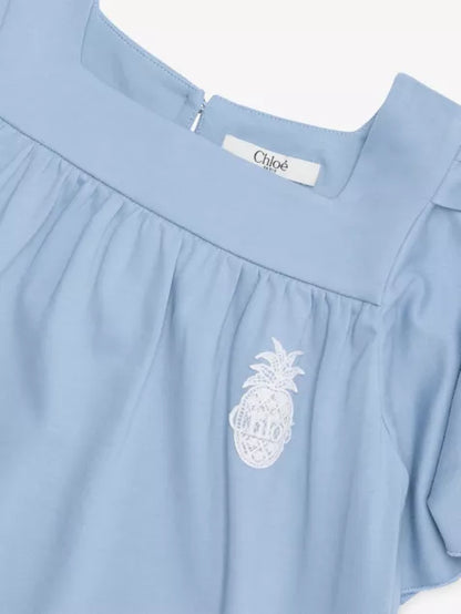 Chloe Logo Badge Flounced Sleeve Dress