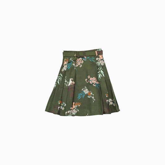 Christina Rohde Flower Print Skirt w Belt | Tuesday's Child
