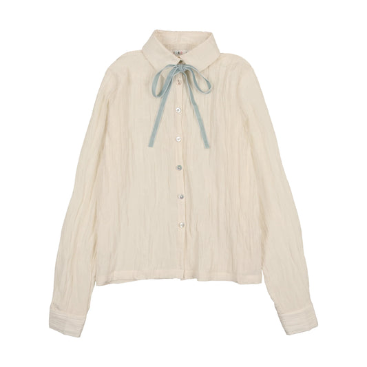 Coco Blanc Blouse w/ Slate Tie