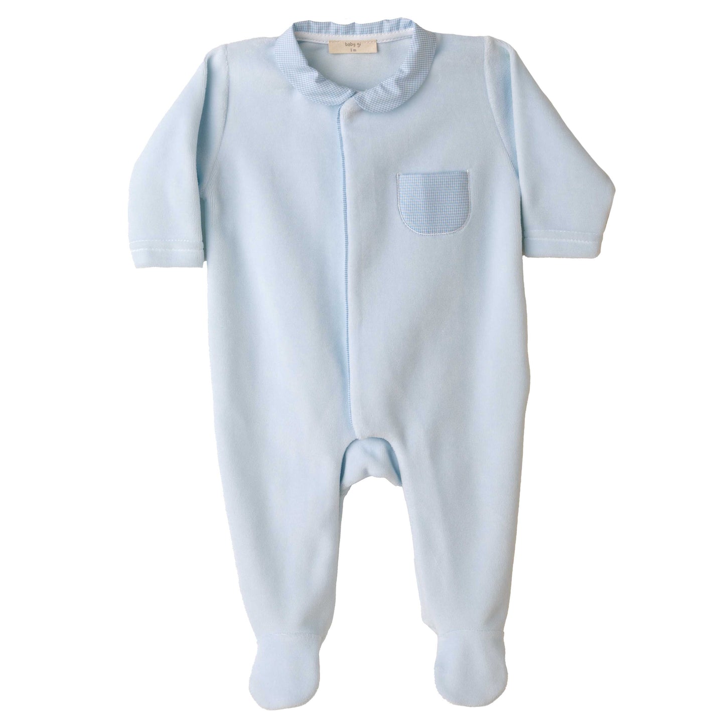 Baby Gi Plaid Collar Velour Footie