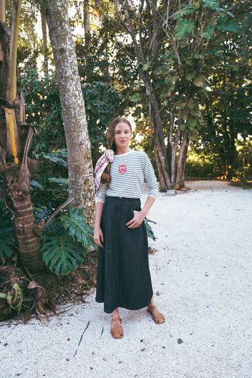 Coco Blanc Denim Drop Seam Skirt