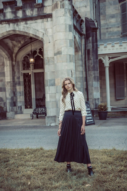 Coco Blanc Pleated Silk Skirt