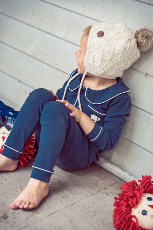 Coco Blanc Collared Pajama w/ Piping