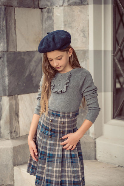 Coco Blanc Pleated Plaid Skirt
