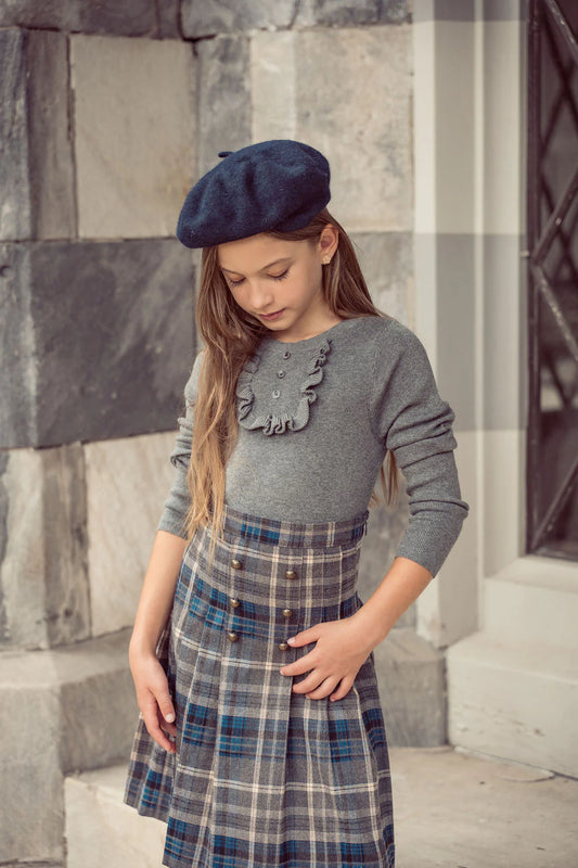 Coco Blanc Pleated Plaid Skirt