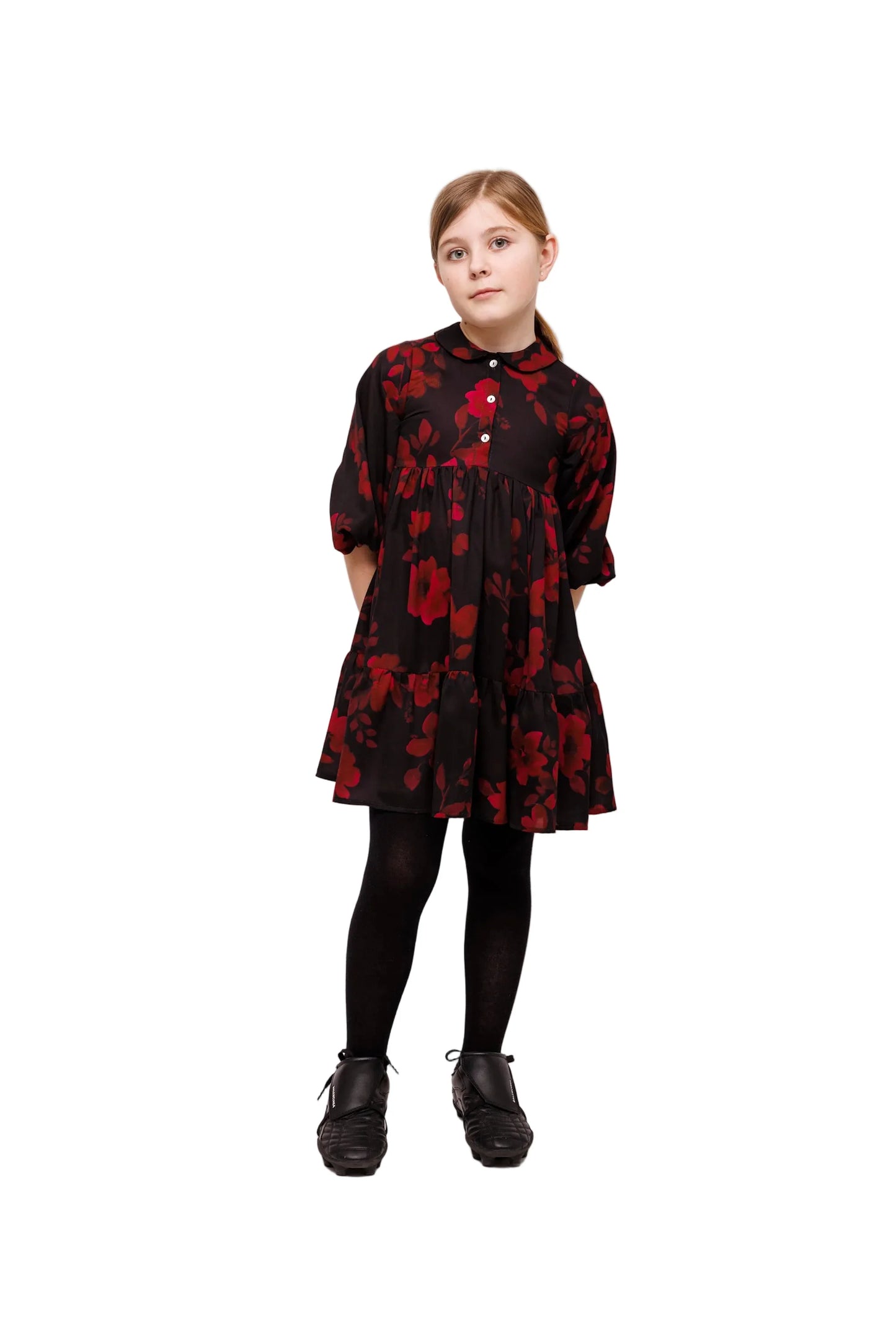 Christina Rohde LS Collared Floral Dress