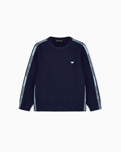 Armani Junior Logo Trim Zip Sweater
