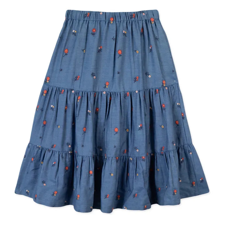 Tartine Floral Embroidery Denim Skirt