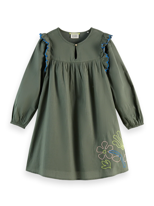 Scotch & Soda Seersucker Embroidered Dress