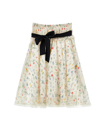 Philosophy Floral Print Midi Skirt w/ Tie Belt