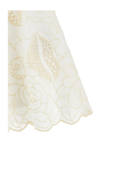 Philosophy Embroidered Cotton Skirt w/ Logo Tie Belt