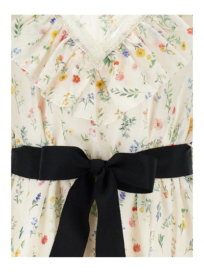 Philosophy Sleeveless Floral Dress w/ Tie Belt