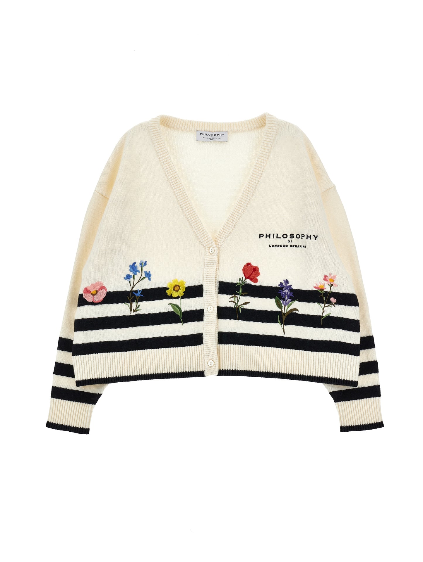 Philosophy Striped Floral Embro Cardigan