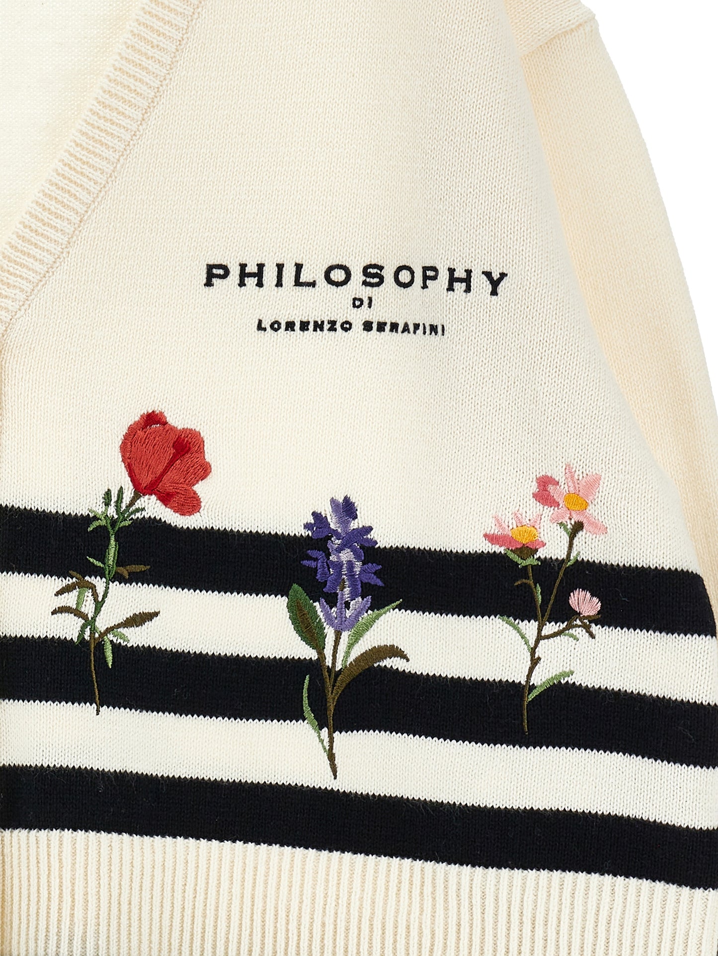 Philosophy Striped Floral Embro Cardigan