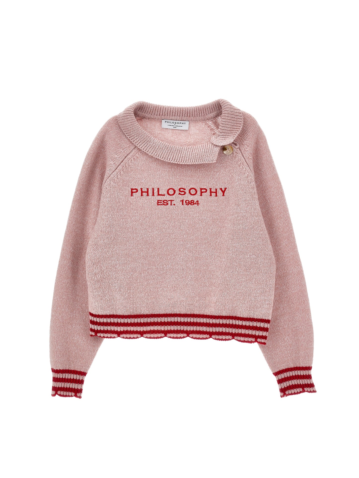 Philosophy Asymmetrical Collar Knit Logo Sweater