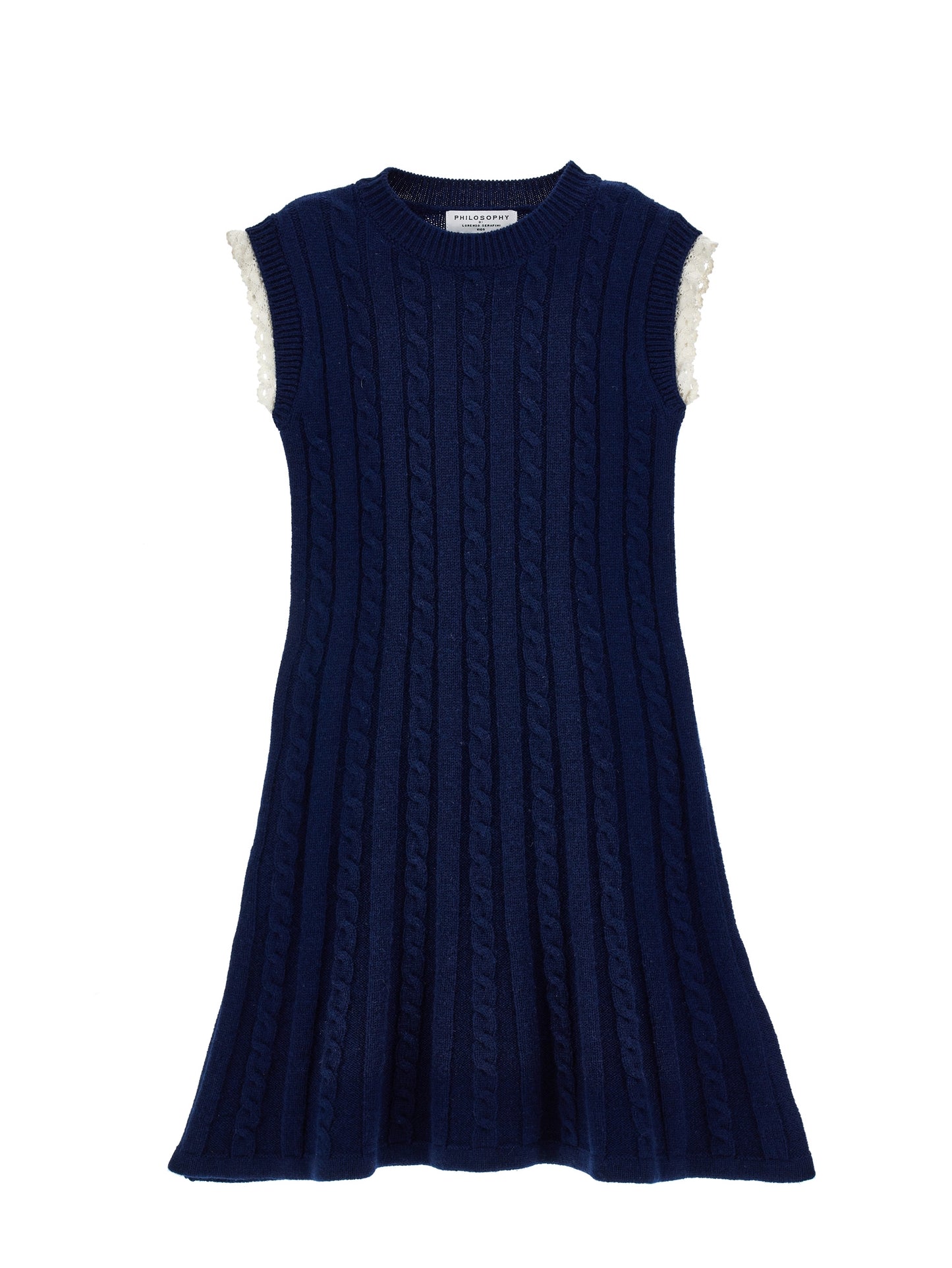 Philosophy Cable Knit Logo Dress w/ Lace Detail