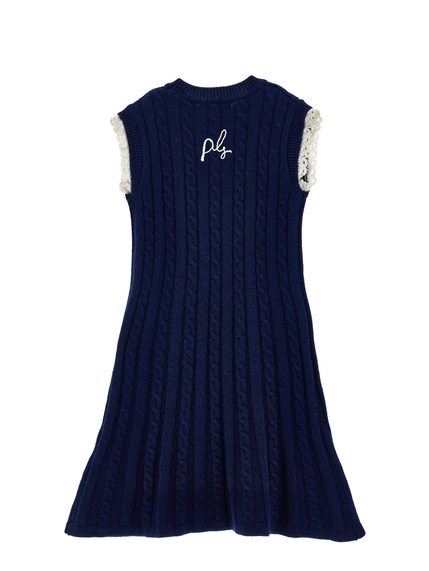 Philosophy Cable Knit Logo Dress w/ Lace Detail