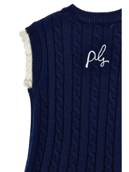 Philosophy Cable Knit Logo Dress w/ Lace Detail