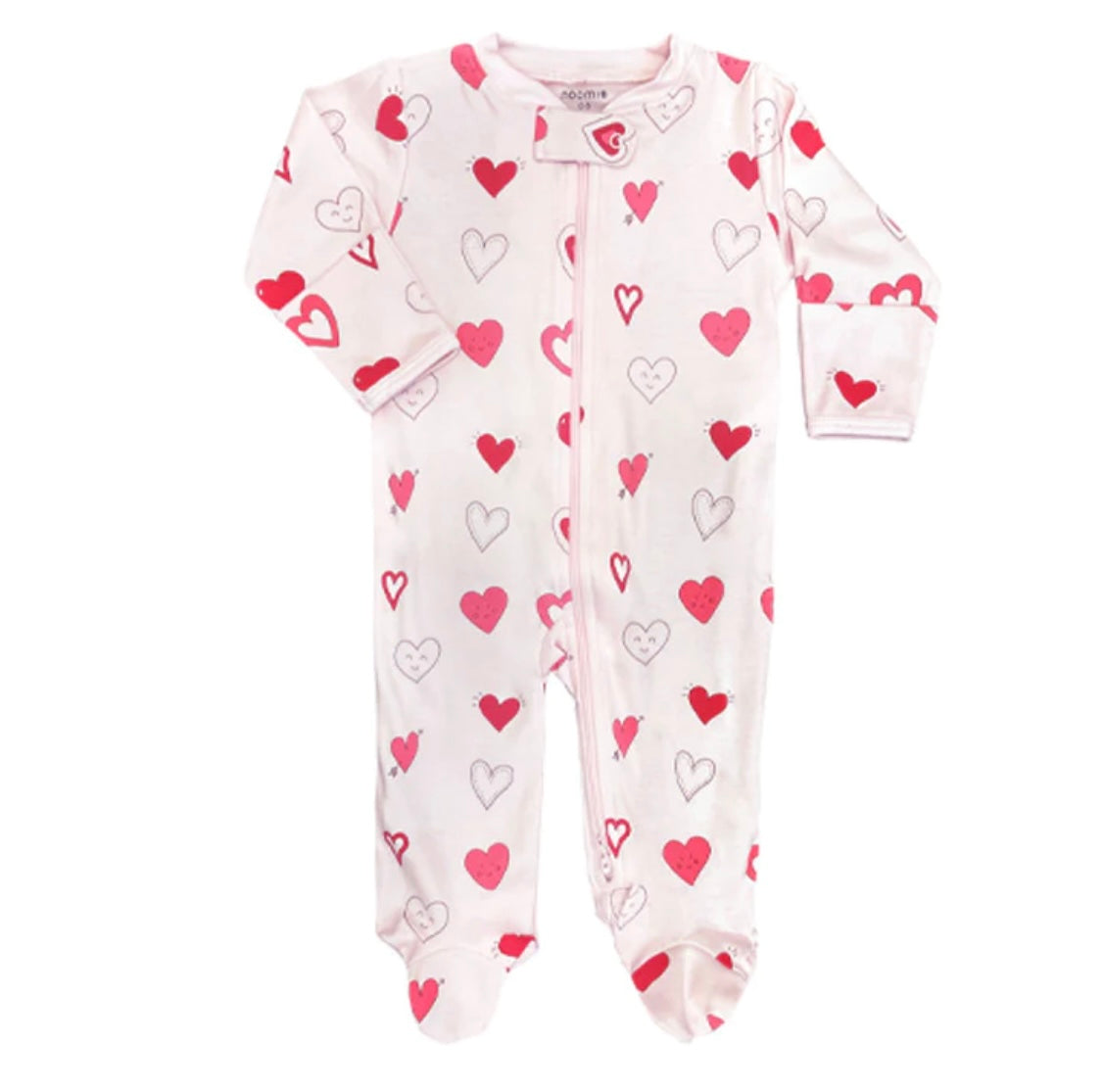 Noomie Hearts Zipper Footie