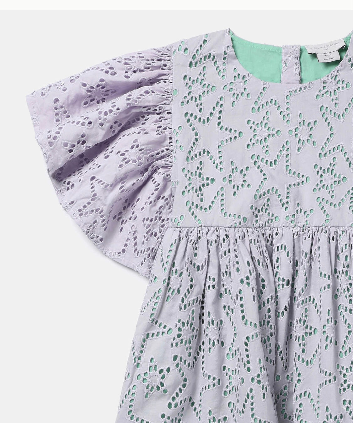 Stella McCartney - Star Broderie Anglaise Angel Sleeve Dress, Woman, Purple, Size: 10 Stella McCartney - Star Broderie Anglaise Angel Sleeve Dress, Woman, Purple, Size: 10