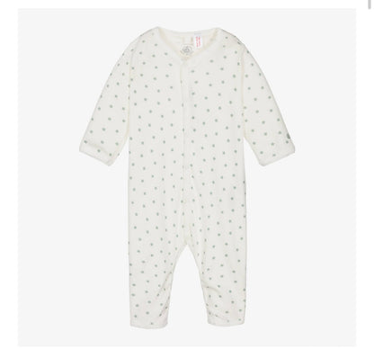 Petit Bateau Baby Boy Sage Green Stars Print Footie