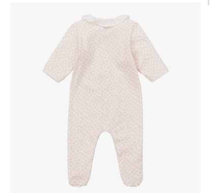 Petit Bateau Baby Girl Ruffle Collar Rose Print Footie