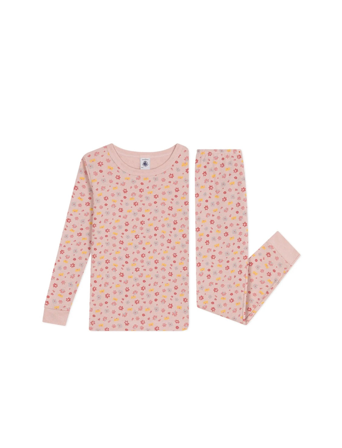 Petit Bateau Girl's LS Yellow & Pink Daisies Loungewear