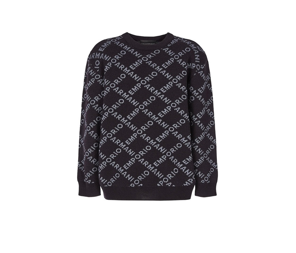 Armani Junior Diagonal Logo Pull Over Sweater