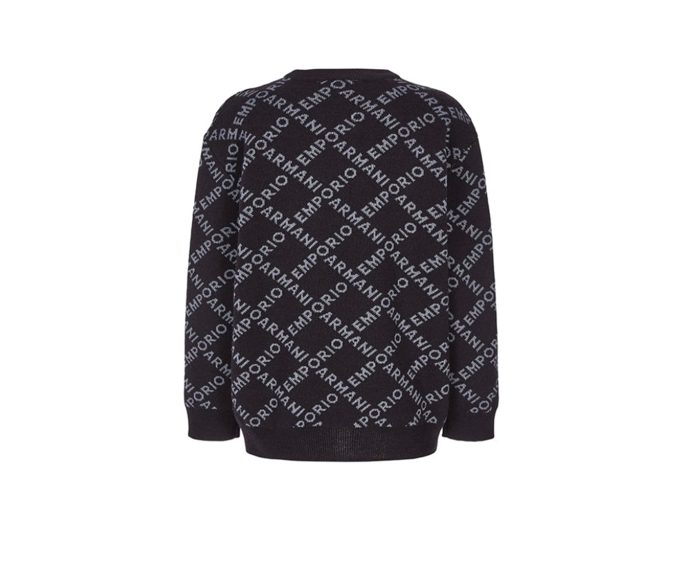 Armani Junior Diagonal Logo Pull Over Sweater