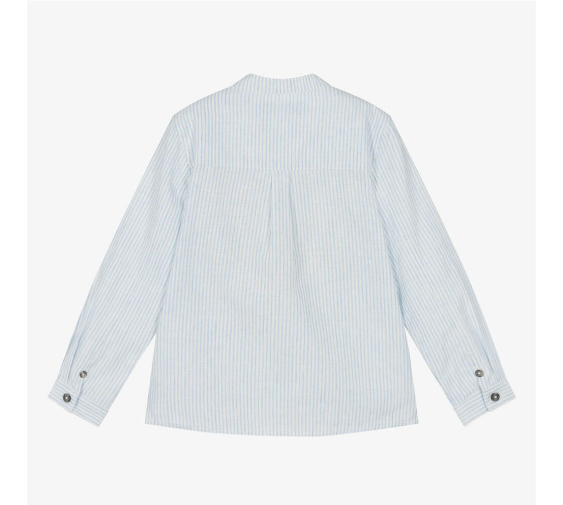 Tartine Boy's Mandarin Collar Stripe Button Up Shirt
