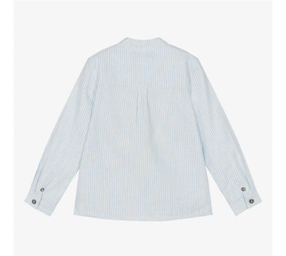 Tartine Boy's Mandarin Collar Stripe Button Up Shirt