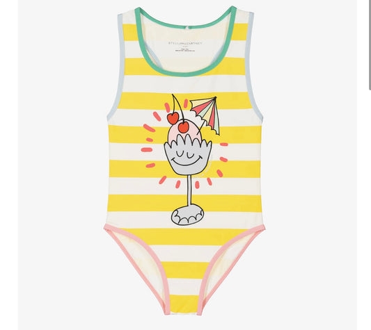 Stella McCartney Striped Cocktail Print Swimsuit