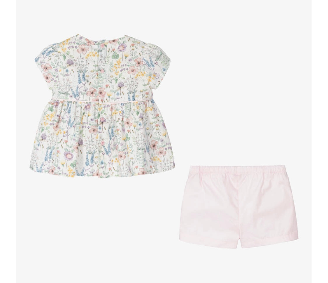 Il Gufo Baby Sleeveless Flower Top & Shorts Outfit