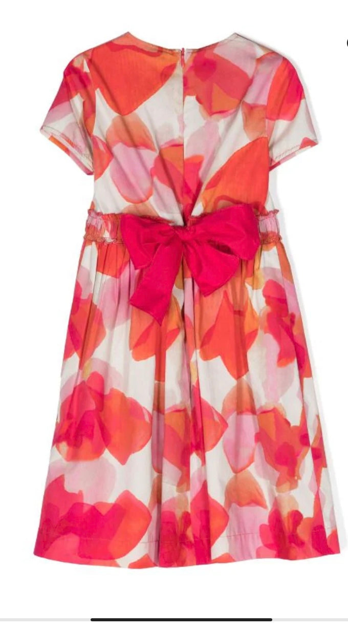 Il Gufo SS Water Color Dress w/ Back Bow