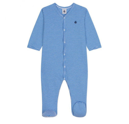 Petit Bateau Baby Boy Front Snap Striped Footie
