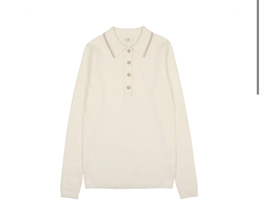 Coco Blanc Knit Button Up Polo Shirt