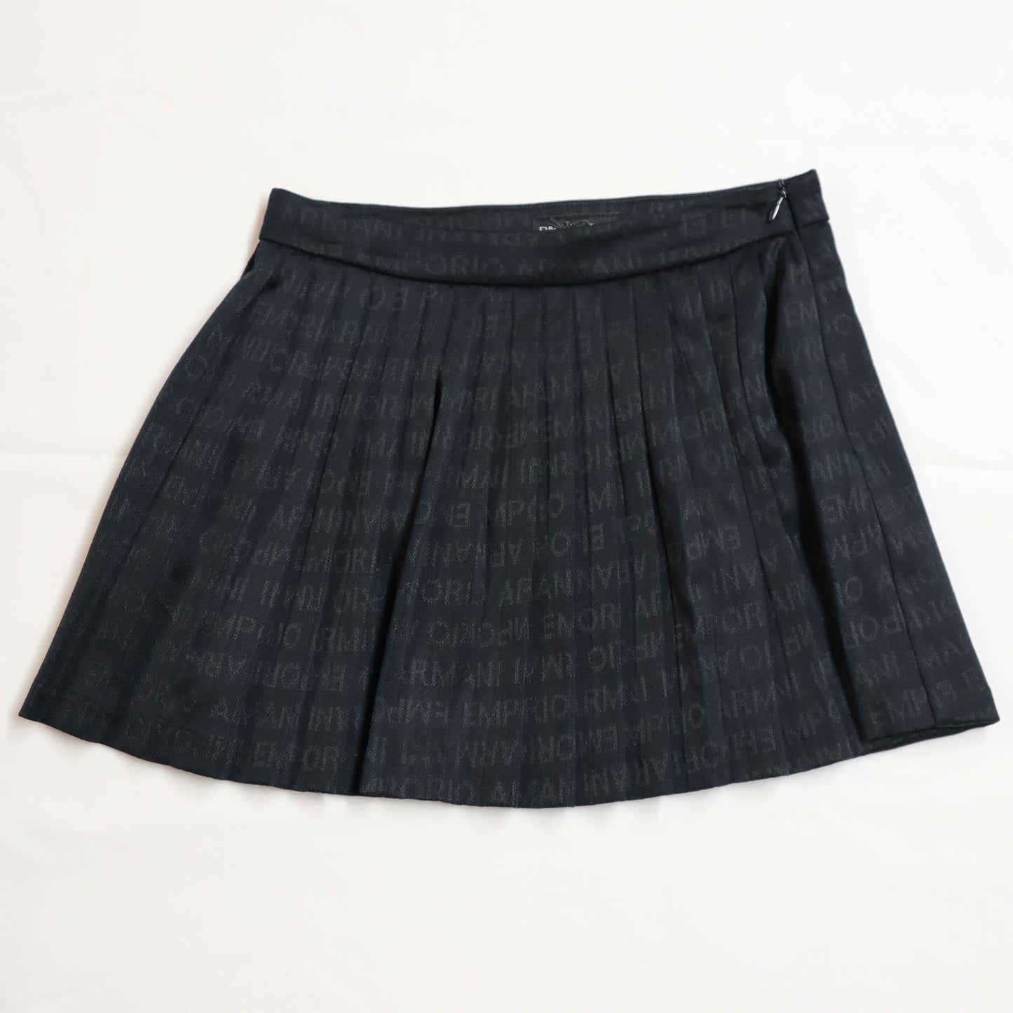 Armani Junior Allover Logo Text Pleated Skirt