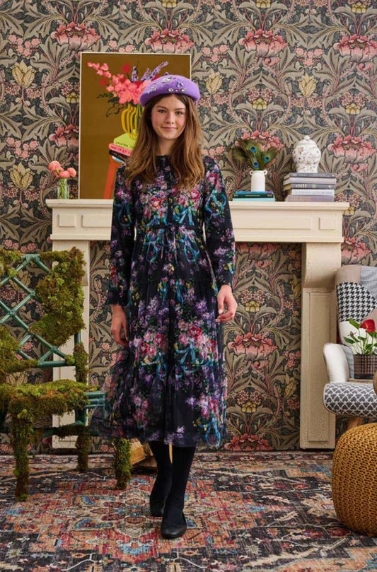 Laurent Floral Design Tulle Dress