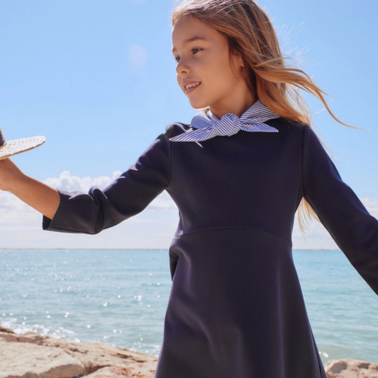 Il Gufo LS Dress w/ Marine Collar Detail