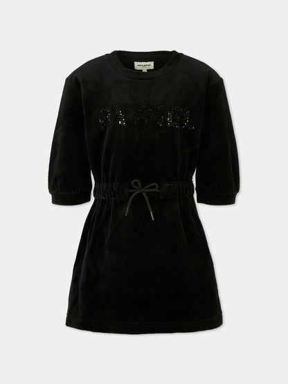 Sonia Velour Logo 3/4 Sleeve Dress