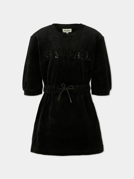 Sonia Velour Logo 3/4 Sleeve Dress