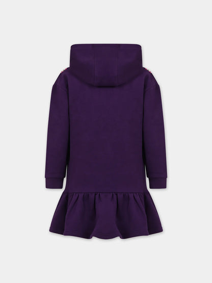 Little Marc Jacobs Fuzzy Snapshot Print Hoodie Dress