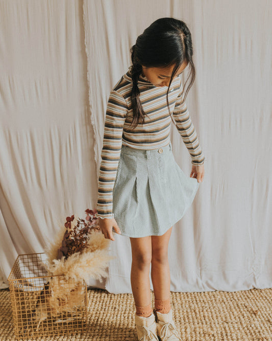 Buho Corduroy Pleated Box Skirt